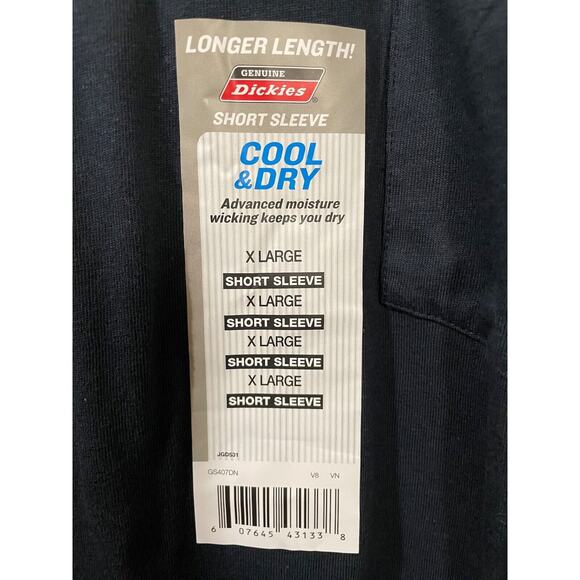 100% Cotton Cool & Dry DICKIES Mens Size XL Dark Blue Longer Length NWT - Picture 7 of 7